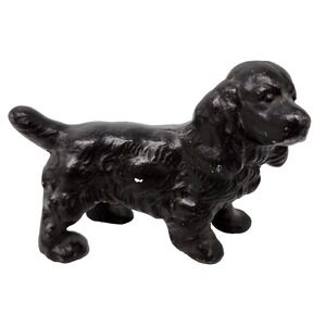 Antique Hubley Cast Iron Cocker Spaniel Dog Figurine Black Painted Miniature